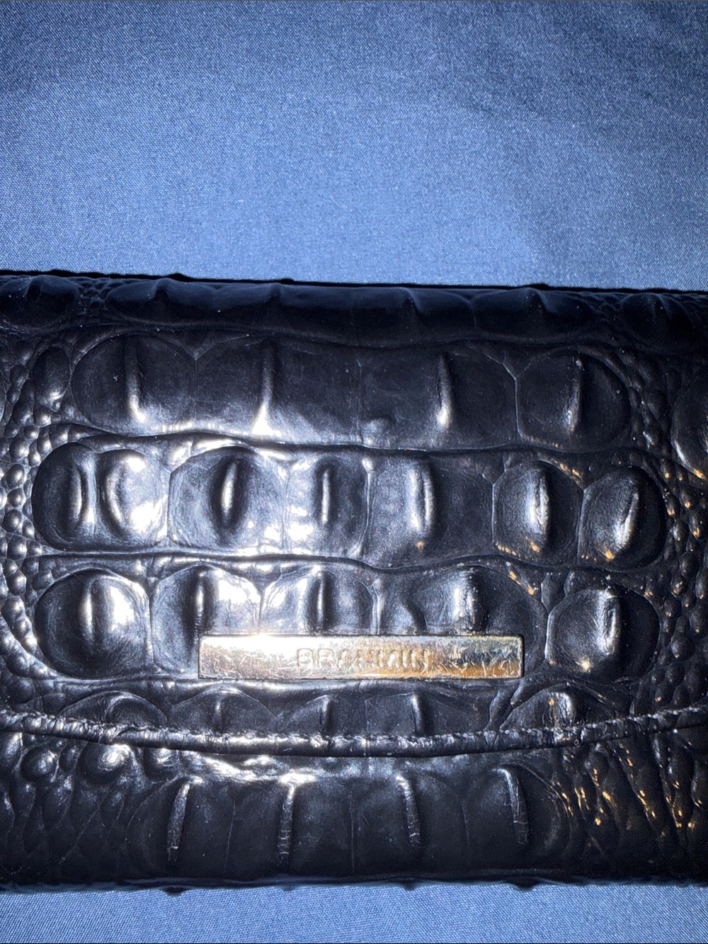 Brahmin Black Croc-Embossed Clutch with Gold Hardware - Picture 7 of 10